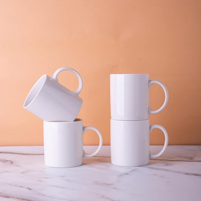 12 OZ Off White Coffee Mugs, Ceramic Coffee Mugs with Large Handle for Man, Woman, Light Weight Coffee Mugs Set of 12 for LatteCappuccinoCocoaMilk, Dishwasher Microwave Safe