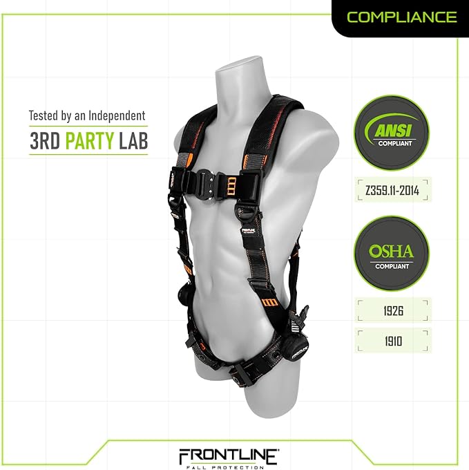 FRONTLINE FALL PROTECTION Harnesses D-Ring Multiple Styles OSHA and ANSI compliant