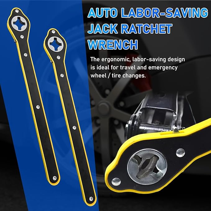Jack Ratchet Wrench, Forward and Reverse Easily Switch Ratchet Wrench for Scissor Jack, 360 Swivel Labor Saving Jack Lift Speed Tool for Cars SUV, Universal Car Accessories (Wrench)