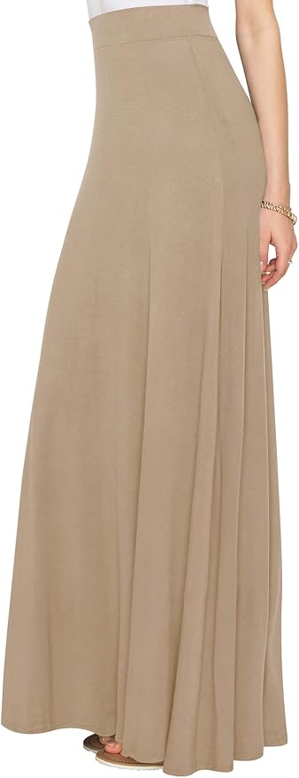 Lock and Love Women's Casual Comfy Stylish High Waist Flare Long Maxi Skirt – Available in Print & Solid Options