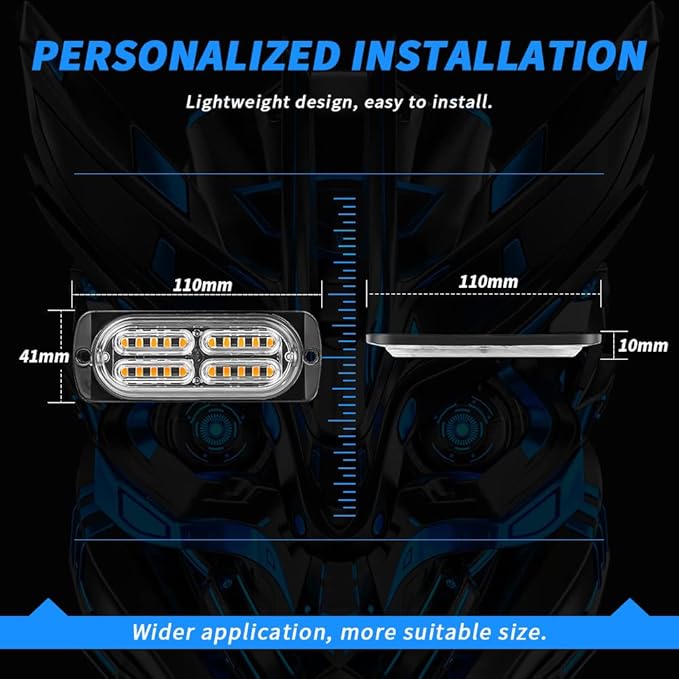Updated Emergency Strobe Warning LED Lamp Kit, 4 Pods, 20 LEDs, 18 Flash Patterns for Warning Strobe Light, Emergency Light, Light