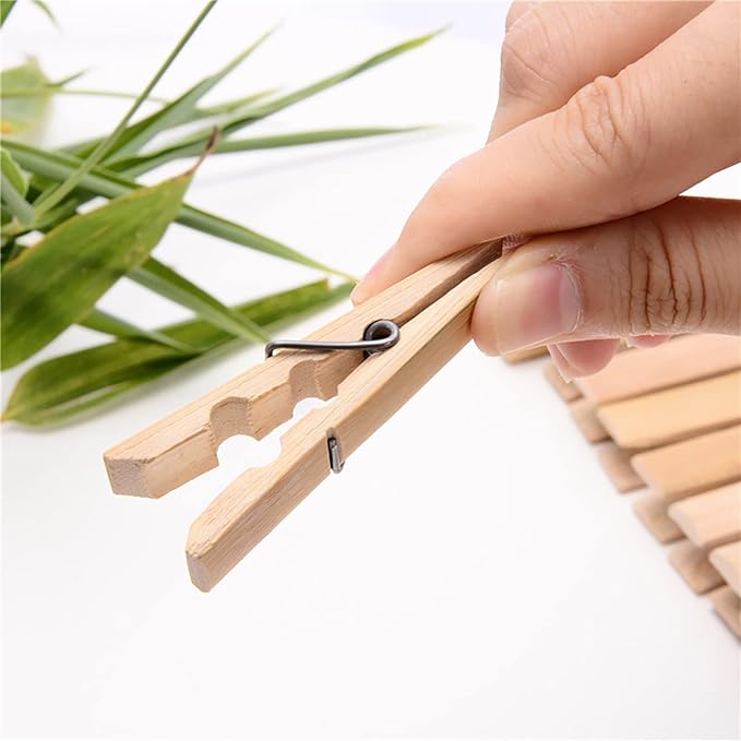 Pack of 40 Wooden Clothespins 2.4 Inch Heavy Duty Spring Wood Clips Durable Strong Grip Clothes Pins for Drying Hanging Clothes Laundry Linens Crafts Photos
