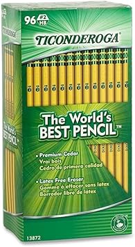 Dixon Ticonderoga Wood-Cased 2 HB Pencils, Box of 96, Yellow