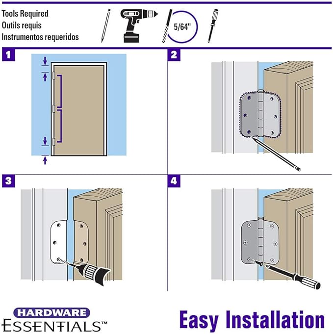 Hardware Essentials 854324 Smooth Corner Squeak-Proof Door Hinges, 3-12 inch, Oil Rubbed Bronze, 1 Count