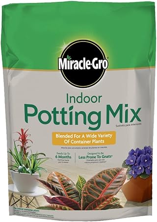 Miracle-Gro Indoor Potting Mix, Blended for a Variety of Houseplants, Feeds for up to 6 Months, 6 qt.