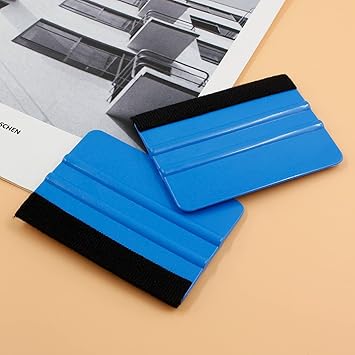 4 Inch Plastic Felt Edge Squeegee Tool Vinyl Squeegee for Window Tint, Wallpaper, Decal Sticker, Blue, 2Pcs