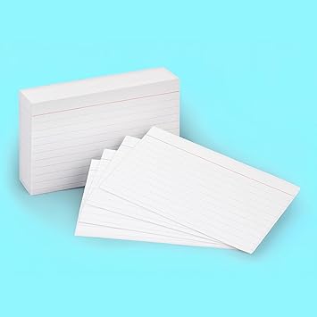 Basics Heavy Weight Ruled Lined Index Cards, White, 3x5 Inch Card, 100-Count