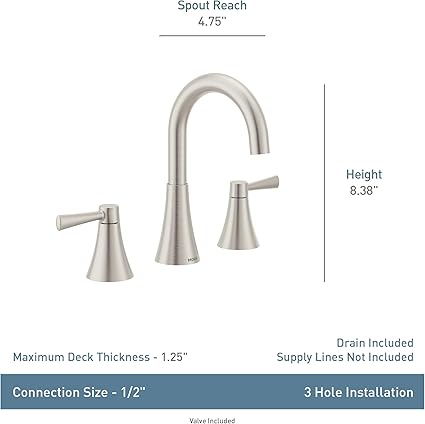 Moen Ronan Spot Resist Brushed Nickel Two-Handle Widespread Modern Bathroom Faucet, Valve Included, 84023SRN