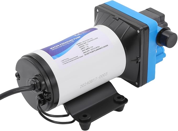 Revolution RV Water Pump, Diaphragm Water Pump with Self-Priming Water Function, 110 V Automatic Diaphragm Pump, 5.0 GPM Electronic Pump for Cleaning Vehicle, Carpet, Ground