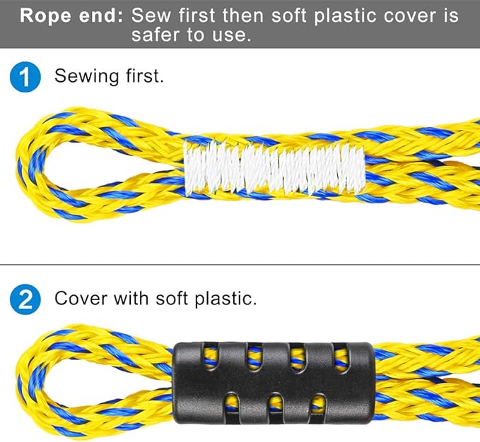 SELEWARE Self-Centering Boat Tow Harness for Tubing, Stainless Steel Quick Connector, Heavy Duty Floating Tow Rope for 1-4 Riders, Wakeboarding Jet Ski