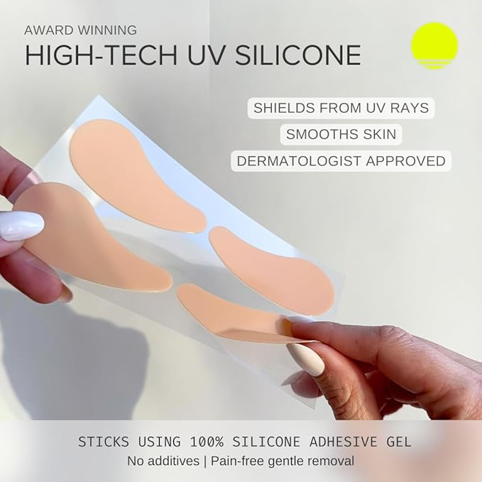 Reusable Under Eye Sunblock Patches, 100% Silicone Sunscreen Under Eye Patches for UV Protection, Face Stickers with UPF 50, 1 Pack/4 Pairs, Sunkiss (Nude) (Golf, Surf, Swim, Ski & Snow)