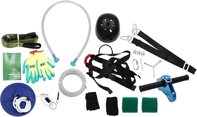 Zip Lines,Zip Line Kit,Zipline,Slackline Pulley,120ft with Stainless Steel Spring Brake