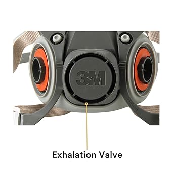 3M Half Facepiece Reusable Respirator 6200, NIOSH, Four-Point Harness, Comfortable Fit, Dual Airline Supplied Air Compatible, Bayonet Connections, Painting, Sanding, Cleaning, Medium