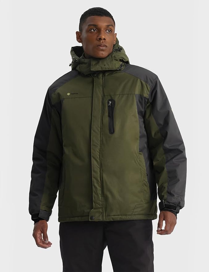 GEMYSE Men's Ski Snow Jacket Warm Winter Waterproof Coat Snowboard Rain Jacket Hooded Windproof Windbreaker