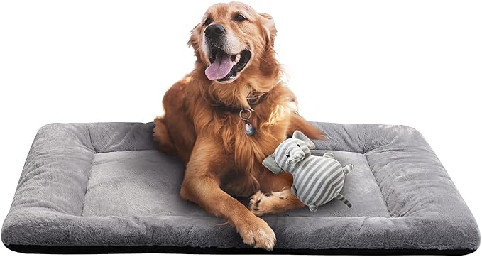 VERZEY Crate Pad for Large Dogs Fit Metal,Ultra Soft Bed Washable Anti-Slip Kennel Pad for Dogs Cozy Sleeping Mat,Gray 42inch