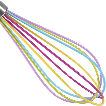 Manual Silicone Whisk Manual Eggs Beater Durable Kitchen Pastry Tools Cake Baking Utensil Mixer for Baking and Cooking, 12 inches, Pink