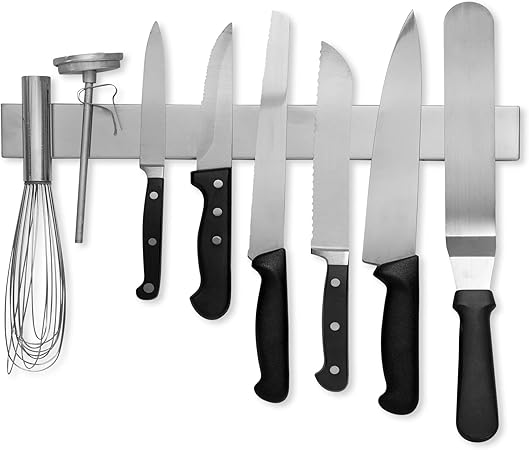 Modern Innovations 16 Inch Stainless Steel Magnetic Knife Bar with Multi-Purpose Functionality as a Knife Holder, Knife Strip, Magnetic Tool Organizer, Art Supply Organizer Home Organizer