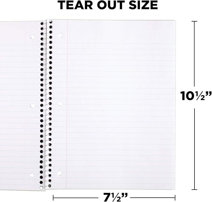 Mead Spiral Notebooks, 1 Subject, Wide Ruled Paper, 70 Sheets, 10-12 x 7-12 inches, Blue, 4 Pack (38400)