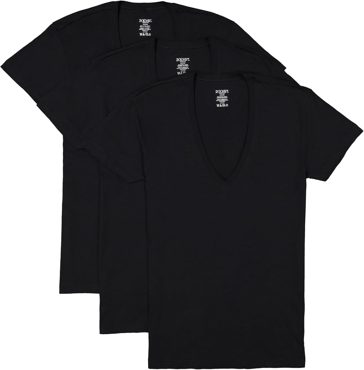 2X) IST Men's Essential Cotton Slim Fit Deep V-Neck T-Shirt 3-Pack