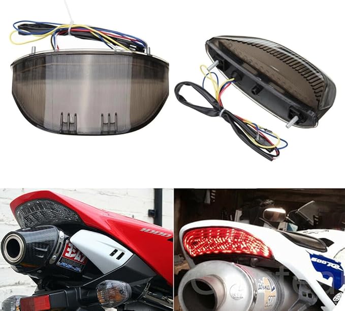 Smoked ATV LED Taillight 12V Motorcycle Brake Light with LED Turn Signals Compatible with 2003-2006 Honda CBR600RR 2004-2007 CBR1000RR