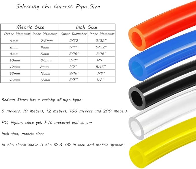 Beduan Pneumatic Tubing Pipe 5/16" OD Clear Air Compressor PU Line Hose Tube for Water Fluid Transfer 12Meter 39.4ft