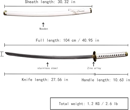 Sword fort Handmade Katana Cosplay Anime Swords, Roronoa Zoro Sword, Wado Ichimonji