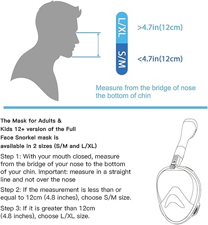 Full Face Snorkel Mask, Diving Mask for Kids and Adults,180 Panoramic View Snorkel Mask with Camera Mount, Safe Breathing, Anti-LeakAnti-Fog