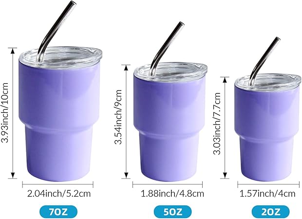 Mini Tumbler Shot Glass with Straw and Lid, 5oz Cute Insulated Shot Cups Stainless Steel for Espresso Coffee Spirits, Wedding, Party,Camping,Outdoor,Carnival,Oktoberfest Water Beer Cups (light purple)
