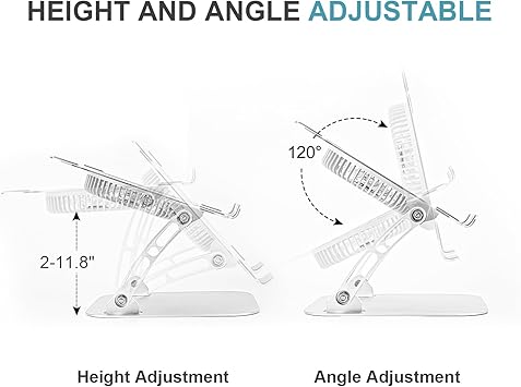 Laptop Cooling Stand with 3 Speed Fan, Adjustable Height Laptop Stand for Desk, Ergonimic Aluminum Laptop Cooling Pad for 10-15'' Notebook - Silver