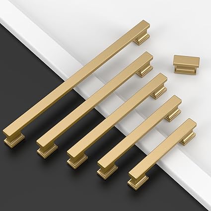Amerdeco 6 Pack Champagne Bronze Cabinet Pulls 7 Inch Hole Center Gold Drawer Pulls Cabinet Hardware Kitchen Cabinet Handles for Bathroom Dresser Pulls ZH00013