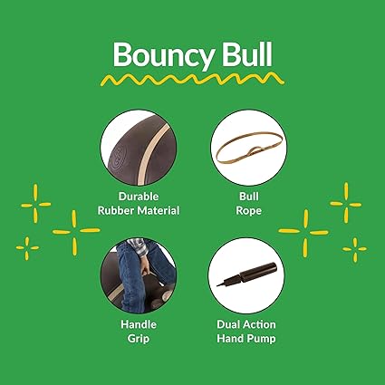 Big Country Toys Bouncy Bull Kids Toys - Rodeo Ride On Toys for Ages 3 - Bouncy Animals for Toddlers - Inflatable Kids Hopper Toy with Hand Pump