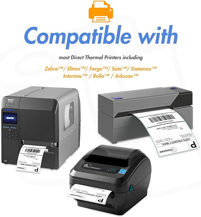 OfficeSmartLabels 4" x 1" Direct Thermal Labels - Compatible with Zebra Rollo Desktop Printers and More 1 Core, Permanent Adhesive Perforated 1 Roll, 1375 Labels