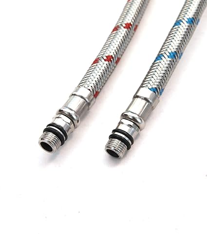BWE 24-Inch Long Faucet Connector Braided Stainless Steel Supply Hose 38-Inch Female Compression Thread x M10 Male Connector, x 2 Pcs (1 Pair)