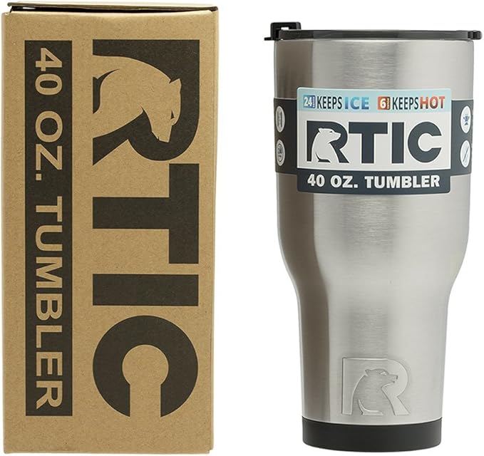 RTIC Double Wall Vacuum Insulated Tumbler, 40 oz, Stainless Steel