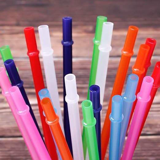 Dakoufish 12 Piece 9 Inch Reusable Plastic Thick Drinking Straws BPA Free Mason Jar Straws Plain Color (9inch,Rose)