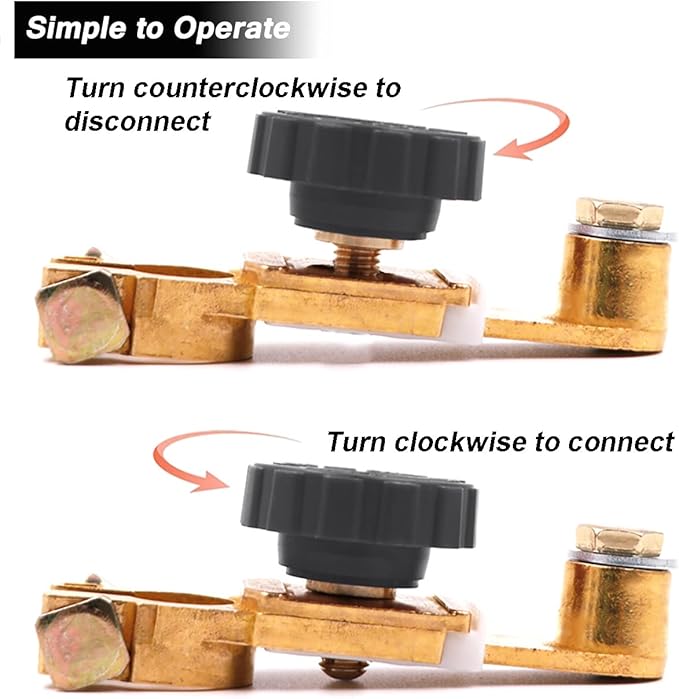 Top Post Battery Disconnect Switch - Quick Disconnect Battery Cut Off Switch for Car Truck Marine RV and Electrical Equipment - 12V125A - Black