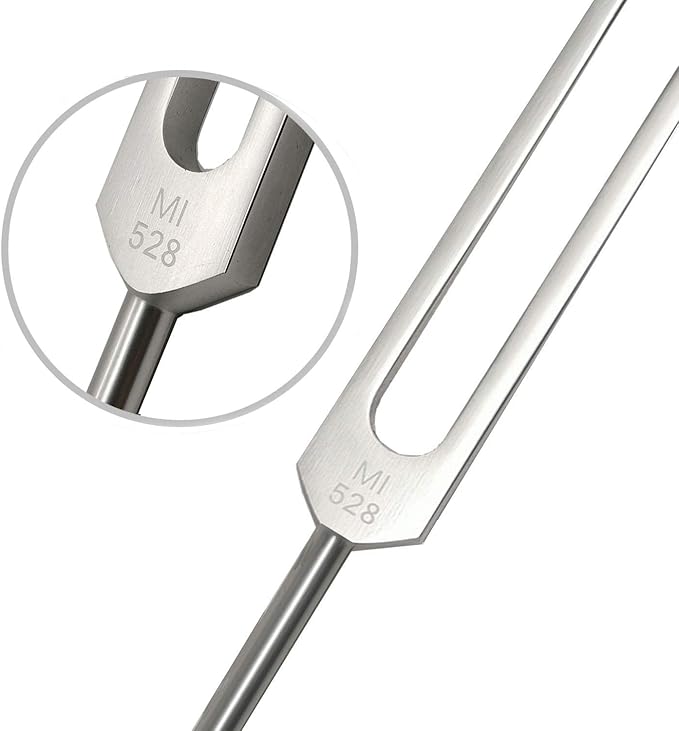 528 Hz Tuning Fork Tools Sound Healing Chakra Tuning Fork Solfeggio Energy Tuning Fork for DNA Repair Healing MI528 Hz Love Frequency Healing Devices for Healing (Silvery)