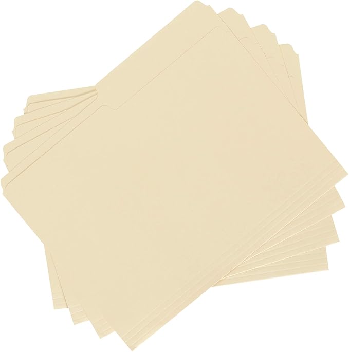 Basics File Folders, 12 Tab, 36-Pack, Letter (8.5Lx 11W) inches, Manila