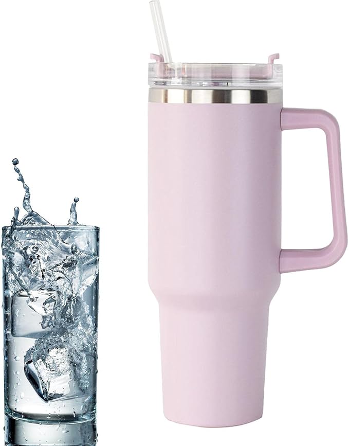 Thermal Insulated Water Bottle, 1180 ml, Stainless Steel Insulated Bottle, Leakproof Insulated Water Bottle with Handle and Straw, Leakproof Coffee Cup for Home, Office, Car, Travel, Sports Gym