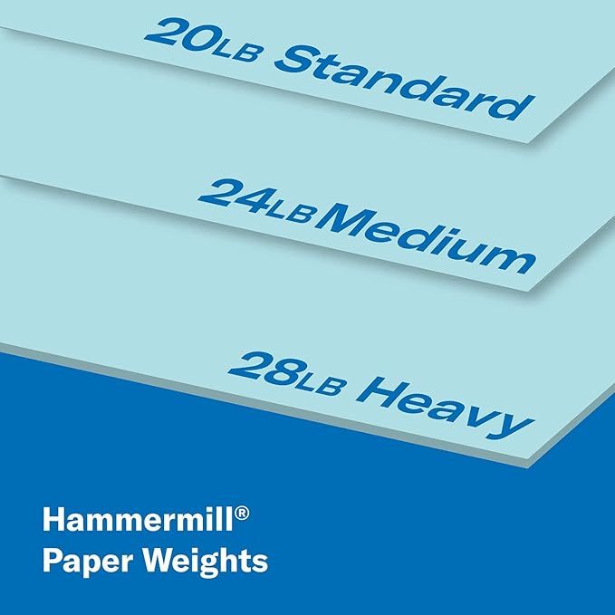 Hammermill Colored Paper, 20 lb Blue Printer Paper, 8.5 x 11-1 Ream (500 Sheets) - Made in the USA, Pastel Paper, 103309R