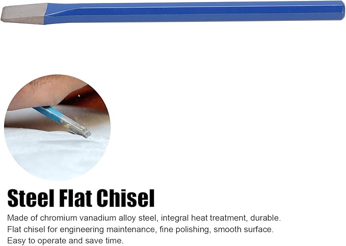 6.5 in masonry chisel, alloy steel flat utility chisel, cement chisel, engineering masonry tool for cutting, carving, and chiselling