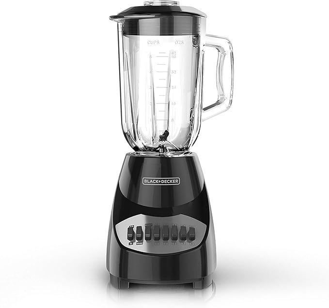 BLACKDECKER 10-Speed Countertop Blender, BL2010BG, 6-Cup Glass Jar, Dishwasher-Safe, Stainless Steel Blade, Suction Feet