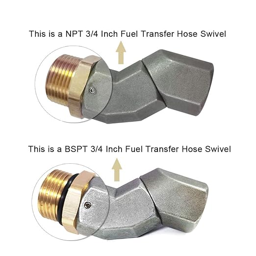 34 Inch NPT Fuel Hose Swivel 360 Rotating Connector for Fuel Nozzle Multi Plane Fuel Plane Swivel