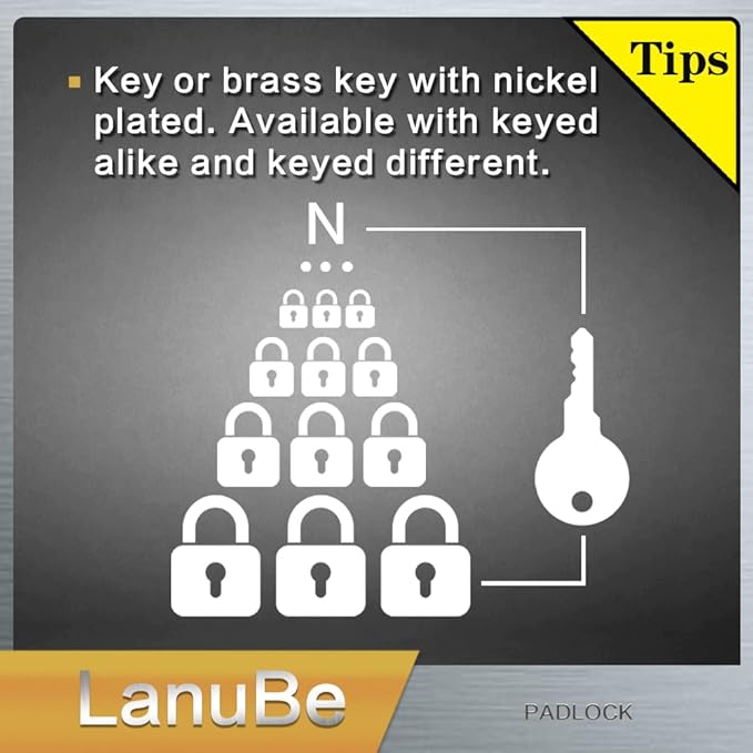 Lock Laminated keyed Padlock (1-9/16", 40mm), keyed Alike Locks, Long Shackle,Marked Orange Plastic Hoop, Pack of 2