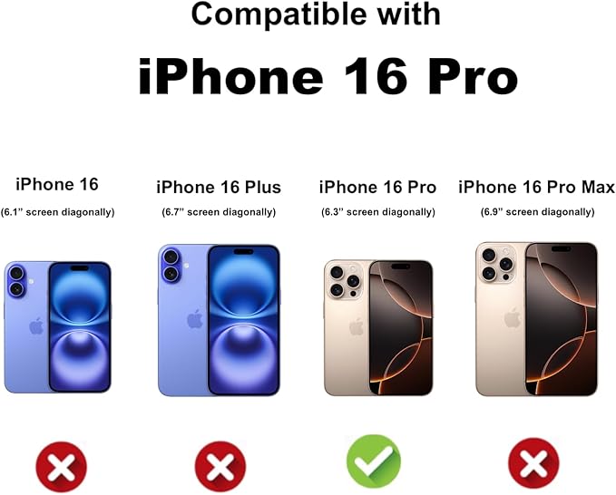 Shamo's Transparent TPU Case for iPhone 16 Pro Ultra thin, shockproof, does not yellow, scratch resistant, compatible with wireless charging, precise cutouts, grip