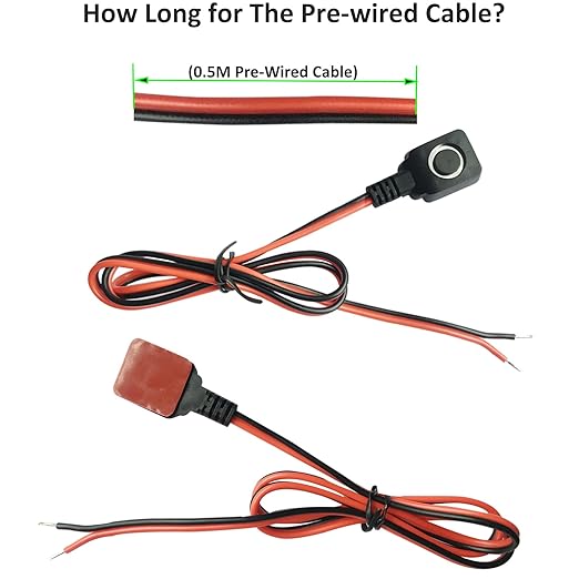 12V 24V Momentary Push Button Switch, 0.5M Pre-Wired Cable and Double-Sided Tape for Easy Installaton
