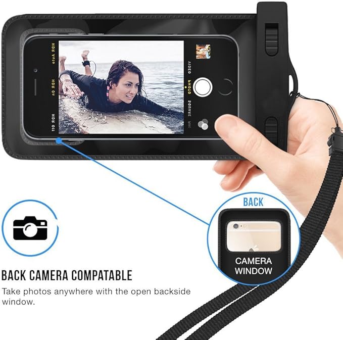 Waterproof Touch-ID Fingerprint Enabled Pouch Dry Bag Case Full Cover for iPhone X 8 8 7 7S 7 6 6S 6 5S 5C 5 4 3 iPod Touch Samsung and Smartphones with Screen Size up to 6.5" by Cybertech
