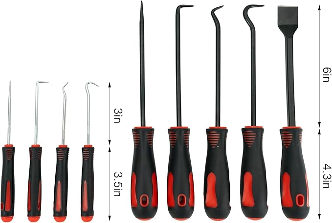XOWOTOOLS 9Pcs Precision Pick & Hook Set with Scraper, Automotive & Electronic Hand Tools
