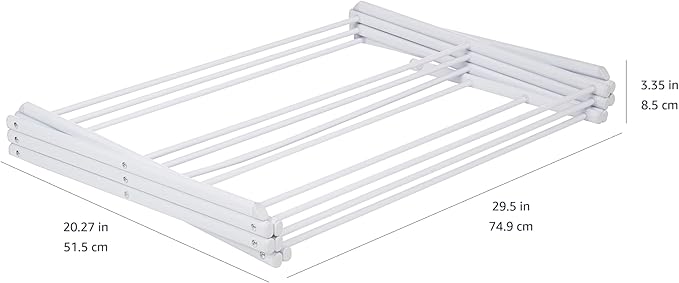 Basics Foldable Portable Laundry Rack for Air Drying Clothing, Indoor Outdoor Use - 14.5" D x 29.5" W x 41.8" H, White