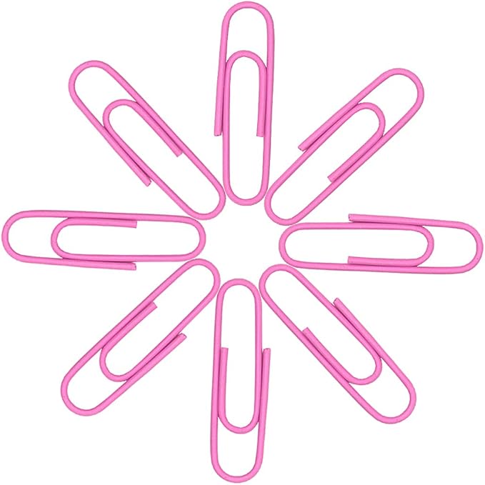 300 Pack Small 33mm Paper Clips - 1.3 Paper Clip Office Supply Accessories - Cute Paper Needle - Vinly Coated Color Bookmark(Pink)